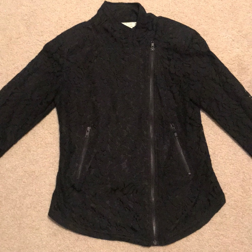 Black lace zipper top, size M (fits like S)